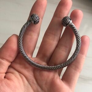 David yurman style Silver tone Twisted Cuff Bracelet